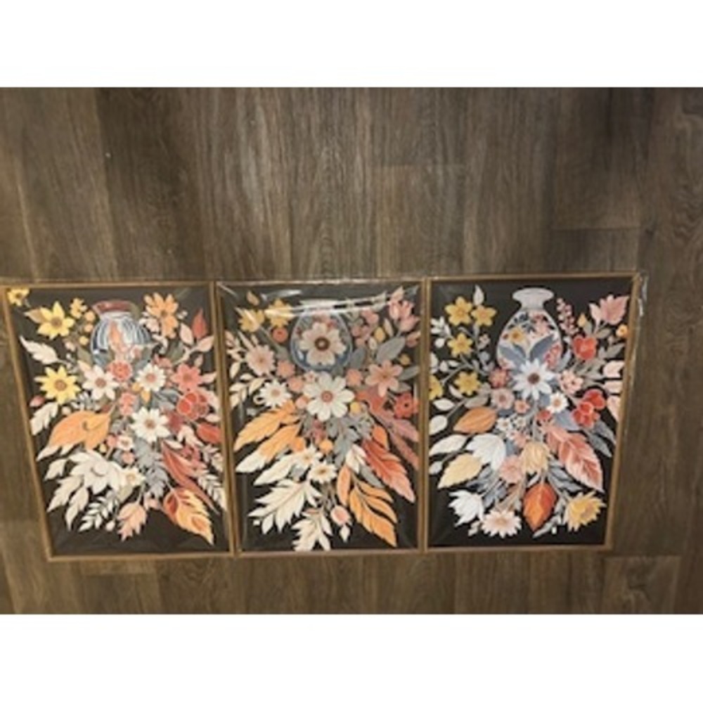 Set of 3 Framed Floral Vase Wall Art Prints Boho Botanical Decor - Picture 2 of 6